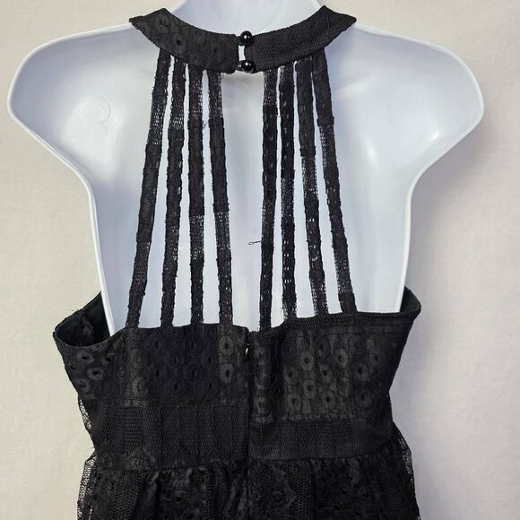 Vanity Black Lace Halter Fit & Flare Dress M - Picture 5 of 8